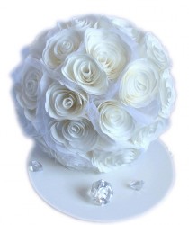 wedding photo -  White Bridal bouquets, White Paper Bouquets, Artificial bouquets, Fake flower bouquets, silk bouquets, Satin flower bouquet, Toss bouquet