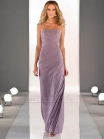 wedding photo -  Sleeveless Floor Length Bridesmaid Dress with Criss-crossed Ruched Bodice