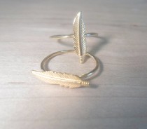 wedding photo -  Feather Knuckle Ring Layering Above The - Beautiful Ring Photo