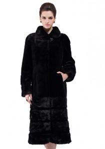 wedding photo -  Faux black mink cashmere with mink fur women long coat