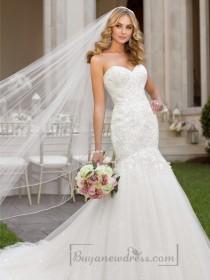 wedding photo -  Fit and Flare Sweetheart Lace Appliques Crystal Beaded Wedding Dresses