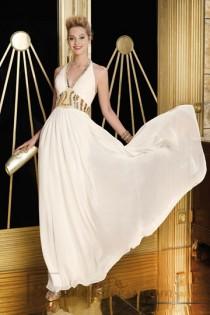 wedding photo -  A-line Halter Chiffon Empire Backless Long Sleeveless Prom Dress