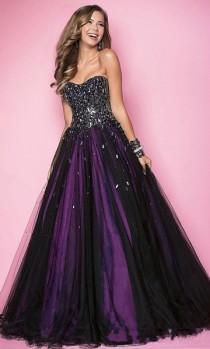 wedding photo -  Long Strapless Tulle Crystal Sleeveless Natural Waist A-line Prom Dress