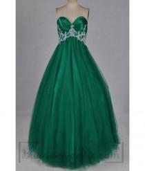 wedding photo -  Green Sweetheart Handmade Tulle Floor Length Prom Dress