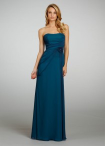wedding photo - Strapless A-line Bridesmaid Dress with Draped Bodice and Skirt