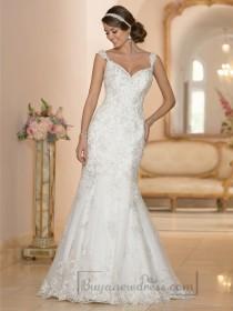 wedding photo -  Fit and Flare Sweetheart Lace Appliques Wedding Dresses with Deep V-back