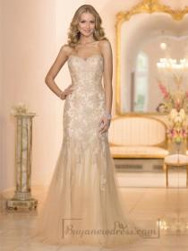 wedding photo -  Elegant Fit and Flare Beaded Sweetheart Lace Appliques Wedding Dresses