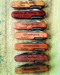 wedding photo - Personalized Pocket Knife, Custom Engraved In Any Quantity: Stocking Stuffers, Father's Day, Groomsmen, Bachelor Party