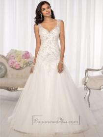 wedding photo -  Elegant Beaded Cap Sleeves Sweetheart Embellished Wedding Dresses with Low V-back
