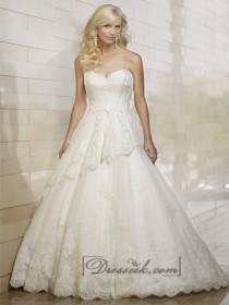 wedding photo -  Strapless Semi Sweetheart Lace Ball Gown Wedding Dresses