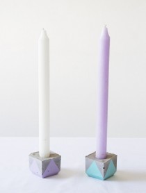 wedding photo - DIY Geometric Concrete Candleholders For Table Decor 