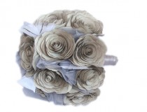 wedding photo -  Lovely vintage themed Bridal bouquet, Grey romantic bouquet, wedding Party bouquets, Toss bouquet, Grey Silk bouquets, Grey Paper bouquet