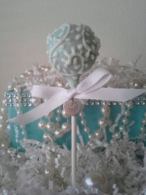 wedding photo - Tiffany Blue Cake Pops - Breakfast At Tiffany's - Bridal Shower - Wedding - Birthday- Edible Favor