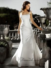 wedding photo -  Beaded Spaghetti Staps Ruched Bodice Square Neckline Simple Wedding Dresses