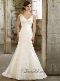 wedding photo -  Lace Over Straps V-neck Trumpet Wedding Dress