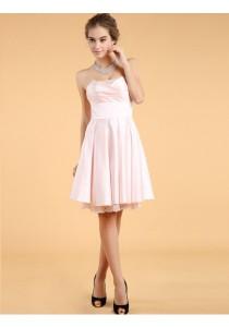 wedding photo -  A Line Strapless Knee Length Pink Cocktail Party Dress
