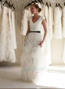 wedding photo - JS405 stunning cascade layers organza bridal wedding skirt