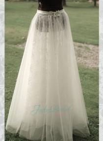 wedding photo - JS403 soft tulle over lace long bridal wedding skirts