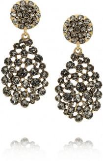 wedding photo - Oscar de la Renta Gold-plated crystal earrings