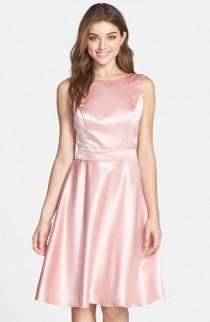 wedding photo - Dessy Collection Draped Back Satin Fit & Flare Dress