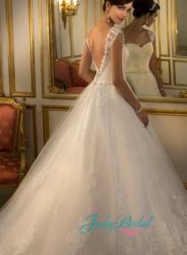 wedding photo -  JW15021 Film inspired cap sleeved lace ball gown wedding dress
