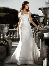 wedding photo -  Beaded Spaghetti Staps Ruched Bodice Square Neckline Simple Wedding Dresses