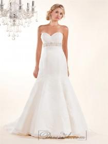 wedding photo -  Fit and Flare Cross Sweetheart with Lace Appliques and Beaded Belt