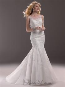 wedding photo - Fit and Flare Illusion Bateau Neckline Lace Wedding Dresses with Illusion Back