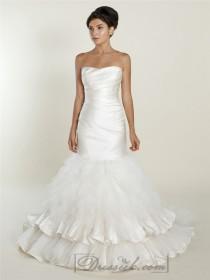 wedding photo -  Strapless Mermaid Wedding Dresses with Ruched Bodice and Layered Skirt
