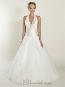 wedding photo -  A-line Plunging Halter Ball Gown Wedding Dresses with Ruched Bodice