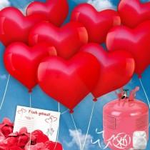 wedding photo -  Luftballons steigen lassen - rote Herzballons