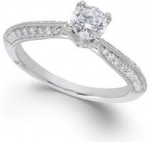 wedding photo - Marchesa Certified Diamond Engagement Ring in 18k White Gold (7/8 ct. t.w.)