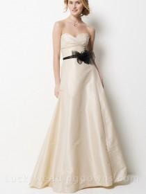 wedding photo - Silk Strapless Sweetheart Long Champagne Bridesmaid Dress