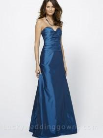 wedding photo - Taffeta Floor Length Strapless Blue Bridesmaid Dress