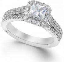 wedding photo - Marchesa Certified Diamond Split Shank Engagement Ring in 18k White Gold (1-1/5 ct. t.w.)