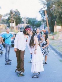 wedding photo - Skateboarding Hippie Wedding In The Philippines 