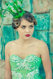 wedding photo - Green Good Fairy Crown - Metallic Leather Star Crown. - Ready To Ship