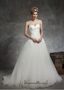 wedding photo -  Beautiful Satin & Tulle Ball Gown Sweetheart Neck Dropped Waistline Wedding Dress