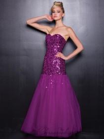 wedding photo -  Strapless Sequin Sweetheart Long Prom Dresses with A-line Skirt