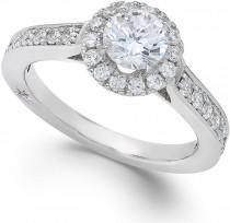 wedding photo - Marchesa Certified Diamond Halo Engagement Ring in 18k White Gold (1-1/4 ct. t.w.)