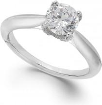 wedding photo - Marchesa Certified Diamond Solitaire Engagement Ring in 18k White Gold (1 ct. t.w.)
