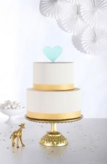 wedding photo - Heart Cake Topper In Aqua Acrylic