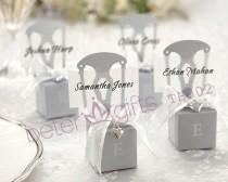 wedding photo -  Miniature Silver Chair Favor Box w/ Heart Charm & Ribbon
