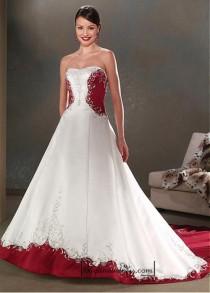 wedding photo -  Beautiful Elegant Satin A-line Sleeveless Wedding Dress In Great Handwork