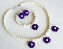 wedding photo -  #purple #wedding #bridal #bridesmaids #flowergirl #jewelry #pearl #necklace #earrings #bracelet #chic #gift