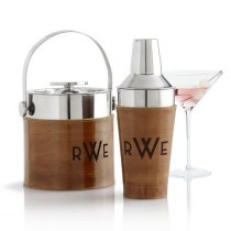 wedding photo - Leather Wrapped Ice Bucket With Tongs