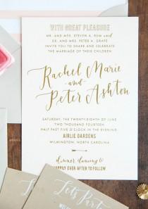 wedding photo - Gold Foil and Calligraphy Wedding Invitations