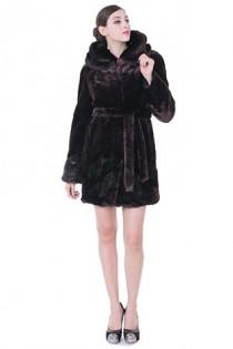 wedding photo -  Faux dark purple mink cashmere and fur with ruby button middle women coat