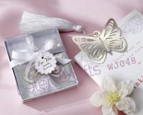wedding photo - "Butterfly" Silver-Metal Bookmark with White Silk Tassel