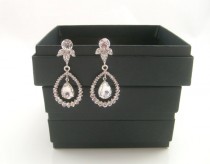wedding photo -  Vintage inspired Art deco swarovski crystal rhinestone chandelier earrings wedding jewelry bridesmaids gifts bridal earrings